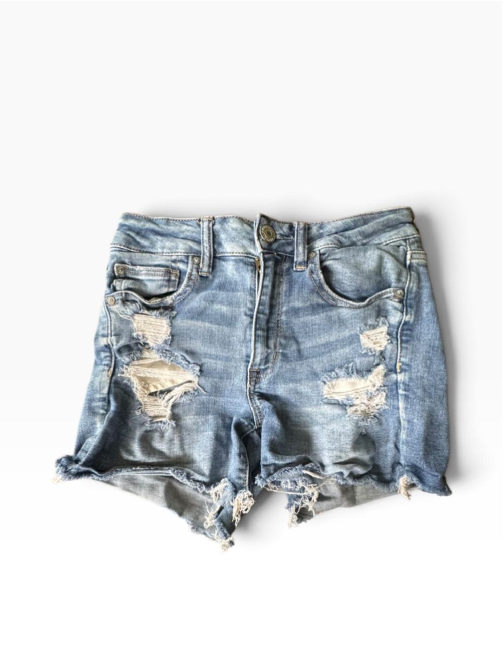 Women's American Eagle Distressed Jean Shorts Blue Size 6